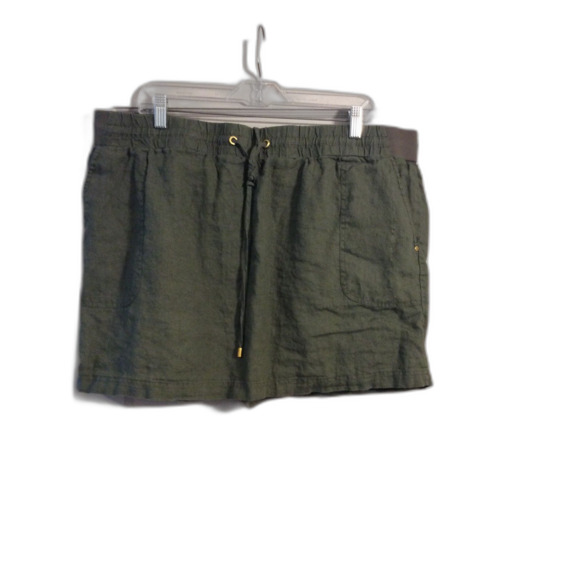 Company Ellen Tracy Plus size XXL Green Linen Skort Drawstring Waist Front - Picture 1 of 4